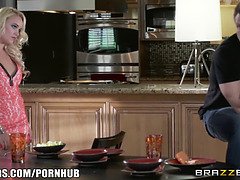 Alexis Monroe gets her shaved pussy pounded in the kitchen by Bill Bailey