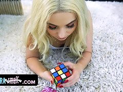 Tiny Curious Blonde Gets Caught By Stepdaddy Playing With Huge Purple Dildo