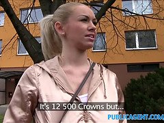 Riley Ray, a married blonde with a hot body, trades her body for cash in public agent's POV