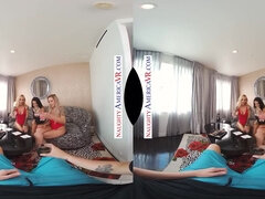 Naughty America - Three hot babes go to town on the lifeguard's dick - Nina elle