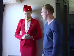 Hot and Beautiful Stewardess on bord