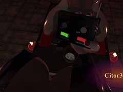Citor3 3D VR Game Recording SFM  Latex big tits mistress milks slave on sybian with lots of precum with POV