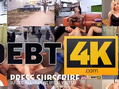 Andrew Marshall and Roxxy lips get down and dirty in Debt4k with hung collector and debtor