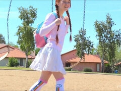 Närbild, Extrem, Gapande, Onani, Orgasm, Offentlig, Skolflicka, Upskirt