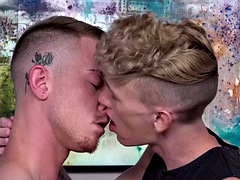 FTM pussy fucked by amateur twink after giving blowjob