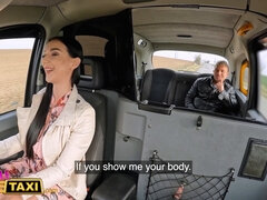 Lady Gang takes on a big Italian cock and gets a creampied pussy in fake taxi