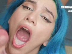 Blue-haired teen bukkake filthy porn