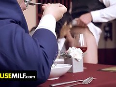 Busty Business Mylf gets pounded hard by her waiter in a free use eatery