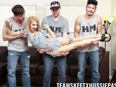 Three lovely boys fuck with a sex-addicted blonde Lilli Dixon
