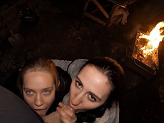 Enthousiasteling, Pijpbeurt, Dubbele penetratie, Buiten, Gezichtspunt, Openbaar, Trio