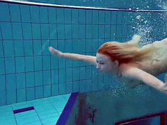 Russian blonde is perfect swimming in the pool