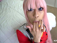 Zero Two 02 cosplay - ass-fuck pummeling and Shooting a Load in Her Mouth