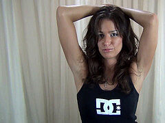 classic ballbusting - warm dark-haired punches balls for the first time