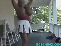 큰 가슴, 치어리더, 페티쉬, 나이든, 밀프, 혼자, 젖가슴