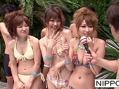 A bunch of chinese swimsuit babes have a grappling match!