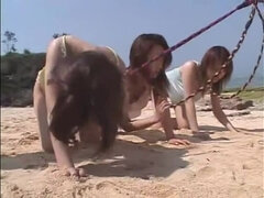 Asiatisch, Strand, Fetisch, Japanische massage, Lesbisch, Im freien, Pissen, Sklave