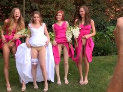 Young Bride And Her Bridesmaids Show Their Pussies