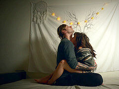 Romantic love making, hot kissing, couple kissing