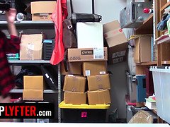 AudreyRoyal gets a massive facial from two security guards in a wild shoplyfter fuckfest