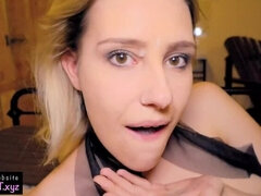 Sexy Whore Sucking Dick like a Pro with Deepthroat and Cum on Face