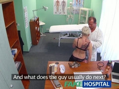 Blonde tattooed chick gets drilled by her doctor in fakehospital POV