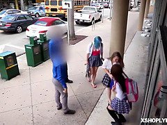 Coulisses, Sucer une bite, Brunette brune, Attrapée, Hard, Hd, Fille latino, Police