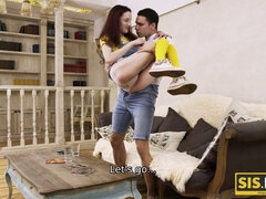 Devious Russian Stepbrother lures naive stepsister into taboo sex fantasy