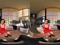 Curvy babe Valentina Nappi fucks during a VR Porn Interview
