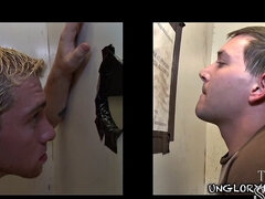 Eager gloryhole ends in gay lips
