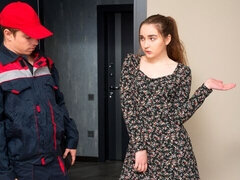 デカ尻, デカチン, フェラチオ, 茶髪の, キッチン, 自然山雀, ティーン, オッパイの