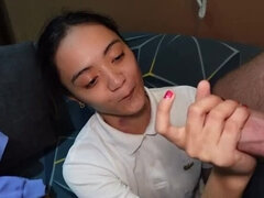 18, Asiatisk, Stor kuk, Avsugning, Sperma shot, Ansiktsbehandling, Fitta, Tonåring