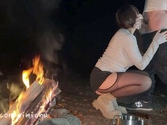 Amateur, Asiático, Beso negro, Granja, Al aire libre, Público, Coño, Adolescente