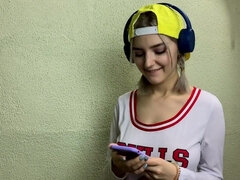 Eva Elfie sucking lollipop and cock - Horny 18yo blonde schoolgirl teases her classmate and gets covered in cum