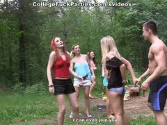 Filthy college sluts turn an outdoor party into wild fuck fest scene 2