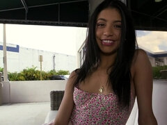 Latina Veronica Rodriguez stroke on a hard cock outdoors