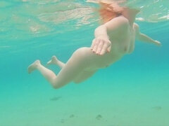 Peeing, naked chinese in public, underwater