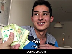 Two amateur straight latin best friends fuck for cash in POV