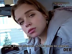 Blonde teen debt4k pays her debt with rough fuck & money POV