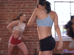 Fitness Rooms - Energetic Lesbian Workout 3Some Orgy 1 - Tiny Tina