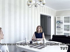 Tutor4k. college girl blames history schoolteacher for mistakes and fucks her hard