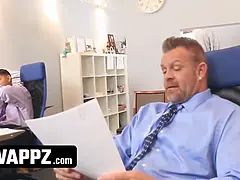 Office swap: kinky stepparents trade teeny daughters
