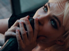 Blonde, Sucer une bite, Éjaculer dans la bouche, Poilue, Hard, Interracial, Léchez, Monstre
