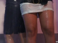 Bekleidet, Tanzen, Puppe, Lesbisch, Party, Pornostars, Satin, Swingers