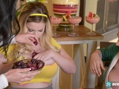 Fun with fruits and lots of boob action featuring Sha Rizel and Codi Vore