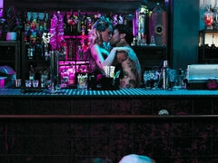 Charming Emma Hix gives a blowjob and gets fucked in a bar