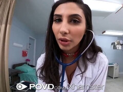Nurse knows how to cure blue balls in POV with her hands and mouth