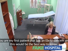 Blonde patient with fake tits goes to fakehospital for a reality check