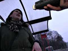 Naughty brunette MILF pays her rent with a stranger's cum in a public place