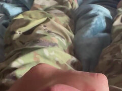 Army Specialist Jerks off in His Uniform Wearing a Jock and Wrestling Singlet Under the Uniform