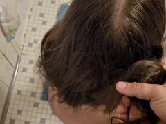 Cum on hair fetish cumshot and brushing dry hair